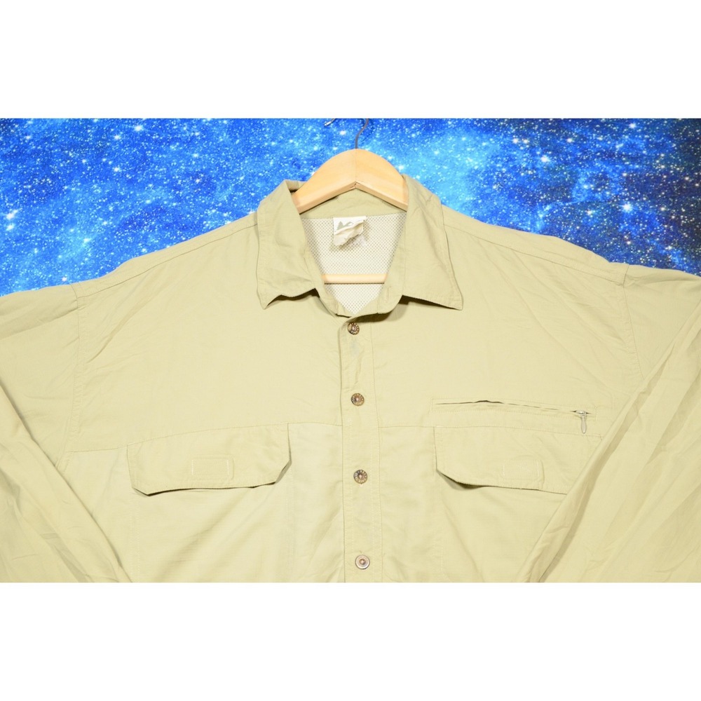 REI Shirt Mens 2XL Beige Long Sleeve Fishing Quick Dry Vented Button Up Hiking - Picture 2 of 9